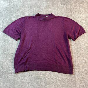 Sag Harbor‎ Womens Short Sleeve Crew Neck Pullover Knit Shirt Ribbed Purple XL